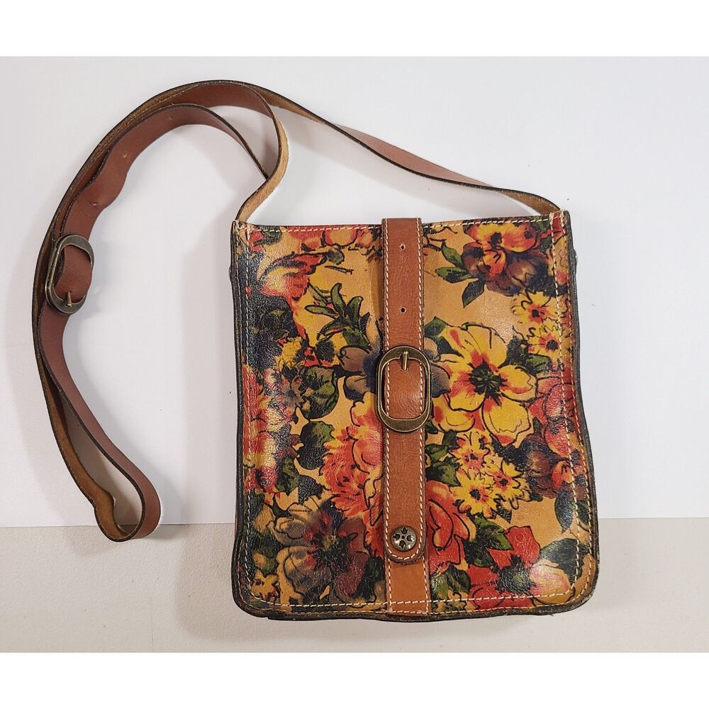 Patricia Nash Floral Italian Leather Crossbody Shoulder Bag
